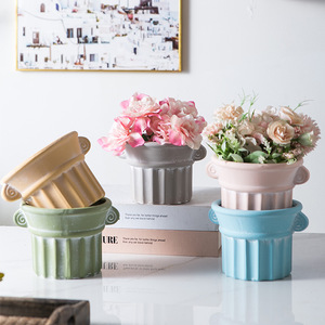 P272 <span class=keywords><strong>Pot</strong></span> <span class=keywords><strong>de</strong></span> plantes en céramique fait à la main Pots <span class=keywords><strong>de</strong></span> pépinière pour plantes succulentes Bonsaï d'extérieur Poterie en <span class=keywords><strong>terre</strong></span> <span class=keywords><strong>cuite</strong></span> <span class=keywords><strong>de</strong></span> style rétro simple - Product Image 1