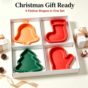 Assiettes de Noël personnalisables en gros, sans BPA, résistantes à la chaleur, motifs <span class=keywords><strong>Cloche</strong></span> de Noël, Chaussette, Sapin de Noël et Gant de Noël - Product Image 6