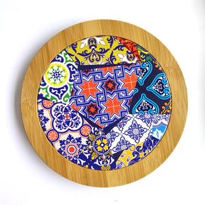 Set di 4 Sottobicchieri <span class=keywords><strong>in</strong></span> <span class=keywords><strong>Ceramica</strong></span> Rotondi Boho Ecologici Personalizzati con Design Stampato, Diametro 20cm, Marca ODM - Product Image 4