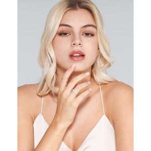 Anillo de boda de Plata de Ley 925 para mujer, anillos de moissanita apilables de eternidad chapados en oro blanco de 18 quilates, anillos de boda - Product Image 5