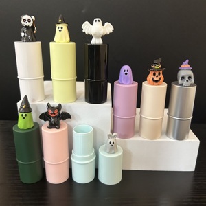 Bálsamo Labial Infantil ISMAN de 6g para Halloween, Tubo Redondo con Forma de Fantasma, Calabaza y Murciélago, Estuche de Plástico para Lápiz Labial, Venta al Por Mayor, Marca Privada Profesional - Product Image 1