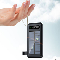 Batterie externe solaire 10000mAh 20000mAh 30000mAh avec support de téléphone et câbles intégrés 5V 2A Chargeur portable Powerbank