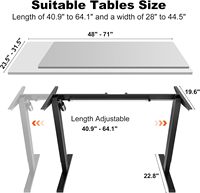 Cadre et pieds de bureau debout réglables en hauteur avec contrôleur intelligent, poste de travail DIY, cadre de table de bureau en métal, uniquement