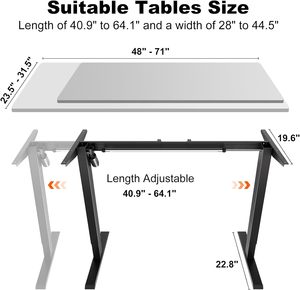 Cadre et pieds de bureau debout réglables en hauteur avec contrôleur intelligent, poste de travail DIY, cadre de table de bureau en métal, uniquement - Product Image 3