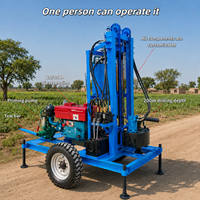 Foreuse de puits d’eau compacte remorquée avec pompe à boue, 200 m, diesel 25 HP, pour irrigation agricole et abreuvement