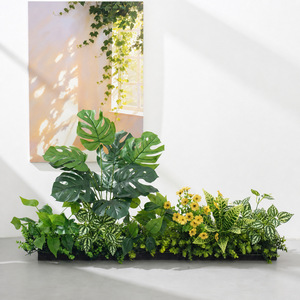 Caja de Flores Decorativa con Plantas Artificiales Greenway, Combinación de Hojas de Eucalipto, Helecho y Monstera, Decoración Interior y Exterior - Product Image 3