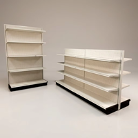 Étagères de supermarché noires, rayonnages gondoles à un seul côté et présentoirs d'îlot double face pour magasins de détail