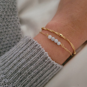Dainty Rose Quartz Pierre Naturelle Perles <span class=keywords><strong>Bracelet</strong></span> Chaîne En Or Double Couche Guérison Cristal <span class=keywords><strong>Bracelet</strong></span> Pour Femmes Cadeaux - Product Image 5