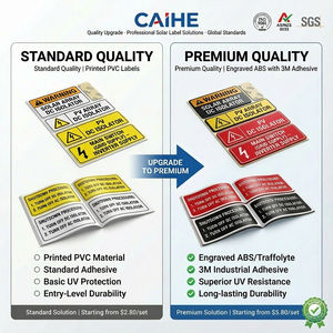 Étiquette d'avertissement solaire photovoltaïque personnalisée en ABS, gravure laser et impression offset, résistante aux intempéries pour usage extérieur - Product Image 2