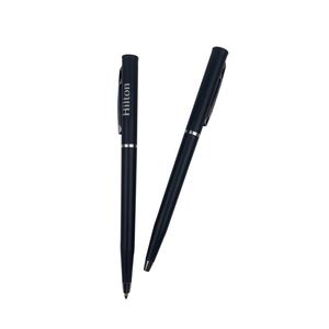 Stylos à bille noirs en plastique torsadés, vente en gros, cadeaux promotionnels personnalisés, stylos fins avec logo de l'hôtel Hilton - Product Image 1