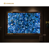 Décoration de luxe exotique naturelle Pierre d'onyx bleu semi-précieux Agate translucide Dalles de pierre Lumi Lumistone