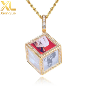 Hip Hop Personalize Pictures Gold Plated Jewelry Custom Memory <b>Cube</b> <b>Photo</b> Pendant for Necklace - Product Image 1
