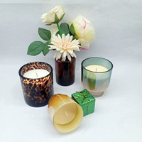 Bougie personnalisée en pot de cire de soja de couleur ambre à motif imprimé léopard pour la décoration intérieure et les vacances