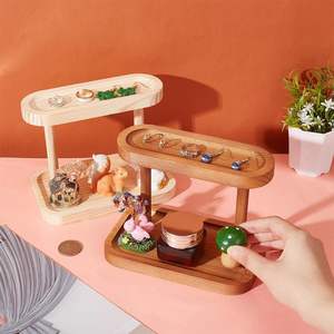 Étagère de rangement en bois massif, étagère double en bois Étagère pour poupées Lego, Étagère de rangement pour cosmétiques et parfums Étagère de présentation pour desserts - Product Image 5