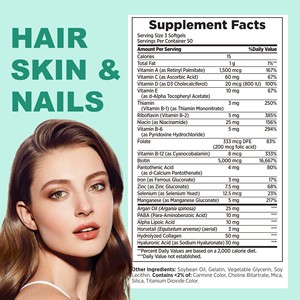 Cápsulas blandas ODM OEM para cabello, piel y uñas con folato, cabello hermoso, piel radiante y uñas saludables, cápsulas blandas de zinc para cabello, piel y uñas - Product Image 2