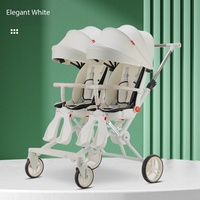 La poussette double pour bébés est légère, pliable et dotée d'un siège inclinable et rotatif.