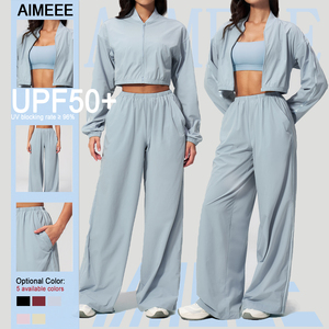 Vêtements <span class=keywords><strong>de</strong></span> sport pour femmes, veste respirante pour activités <span class=keywords><strong>de</strong></span> plein air, protection solaire, séchage rapide, haut court, pantalon <span class=keywords><strong>de</strong></span> <span class=keywords><strong>jogging</strong></span>, ensemble <span class=keywords><strong>de</strong></span> survêtement pour femmes - Product Image 1