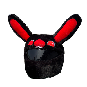 Couvre-casque de moto en fausse fourrure de lapin, motif animal de dessin animé mignon, protection pour motocross et moto - Product Image 1