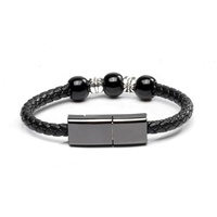 Nouveau design à la mode USB Type-C Chargeur Bracelet PU Bijoux en cuir perlé pour une utilisation sur ordinateur