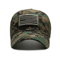 Gorra de béisbol de malla con logo de EE. UU. personalizado, camuflaje bordado, para hombre, deportes al aire libre, 6 paneles, ajustable, estilo camionero