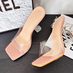 Transparent PVC 2026 Open Toe High Heel <b>Mules</b> Comfortable Party Sandalias Mujer <b>Slippers</b> - Product Image 5