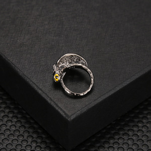 Bague pour homme en alliage motif dragon, finition blanc K et noir, design ouvert, bijou cadeau - Product Image 4