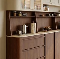 Armoire modulaire en bois massif écologique Yi Gui, style chinois moderne, 5 étagères réglables, 3 tiroirs, portes à panneaux plats, grande capacité pour salon
