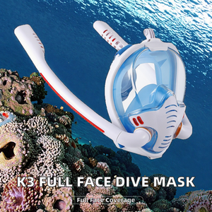 Masque de plongée intégral K3 pour adulte, vente en gros d'usine, personnalisé, étanche, en silicone, entièrement sec, vision large à 180°, lentilles en plastique, respiration facile - Product Image 2