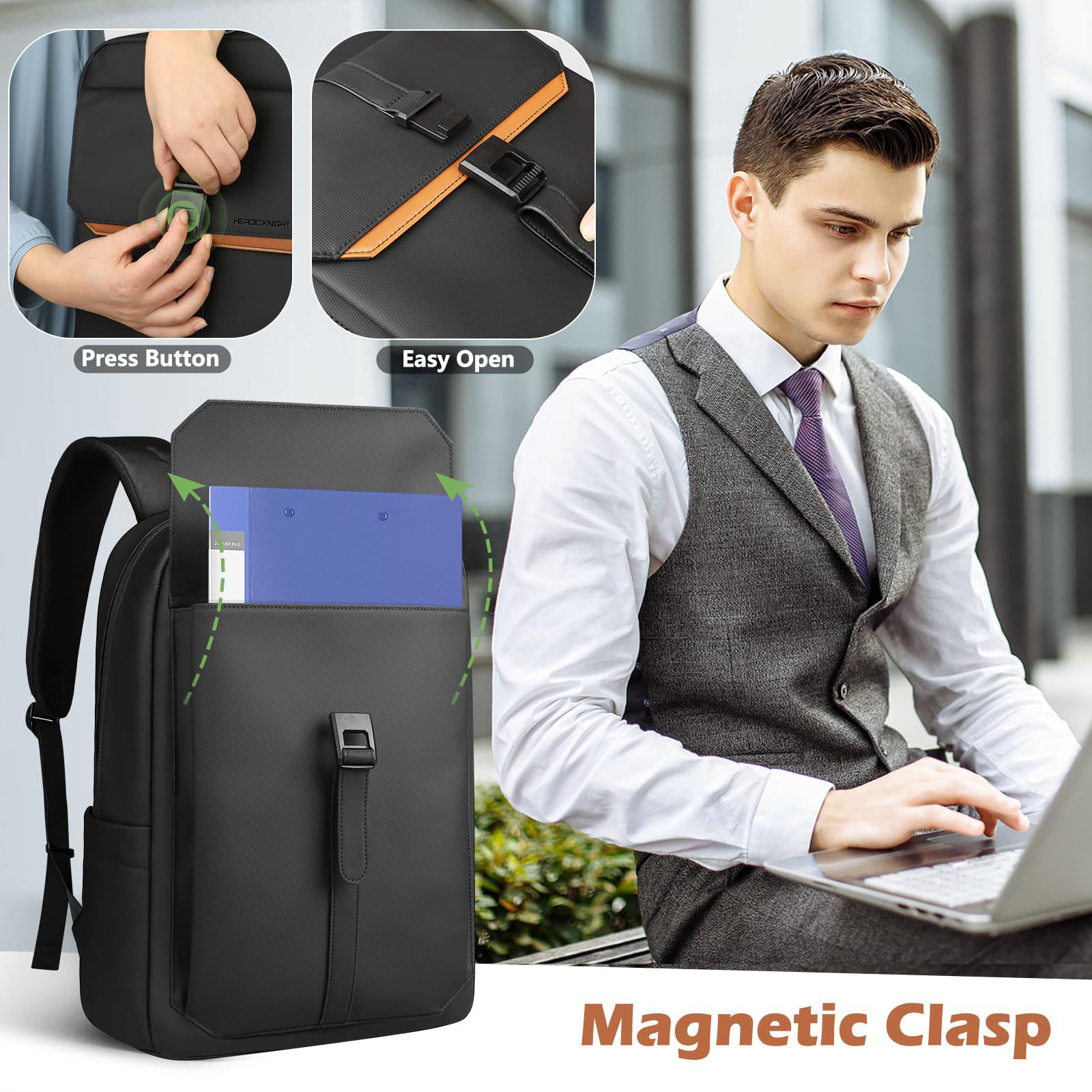 Travel Laptop Backpack 15.6 Inch Slim Lightweight Fashion Water Resistant Laptop Backpack,Business Travel Anti Theft Slim Durable 15.6  main image 3
