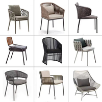 Chaise de salle à manger d'extérieur en corde, résistante aux intempéries, avec structure en aluminium, pour hôtel, complexe hôtelier, restaurant, terrasse, jardin, espace repas