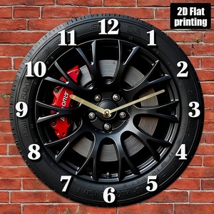Horloge murale ronde en bois et acrylique 2D, design artistique moderne et décoratif pour la maison, salon et chambre à coucher - Product Image 2