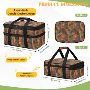 All-over CustomPrint Double Layer Expandable Casserole Bag Insulated Food Carrier Cooler Bag for Potluck Picnic Catering - Product Image 4