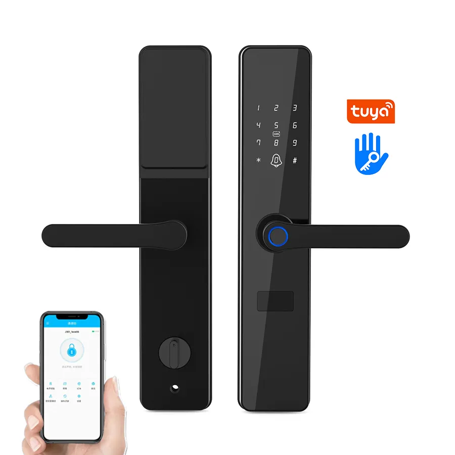 Custom Tuya TT APP Cheap Battery Powered Fingerprint Password Card Apartment System Indoor Panel Door Smart Locks