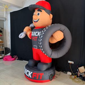 Mascotte gonflable de réparateur avec pneu et <span class=keywords><strong>clé</strong></span> <span class=keywords><strong>à</strong></span> molette, design direct usine, pour événements professionnels - Product Image 1