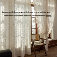 Rideau en voile de polyester plissé effet miroir, style campagnard français, jacquard, occultant, pour salon