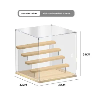 Acrylic trong suốt hộp mô hình hiển thị đứng rắn gỗ thang bụi che tủ trưng bày độc đáo phong cách sở thích hiển thị trường hợp - Product Image 2