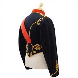 Veste Victorienne Style Uniforme d'Artillerie Équestre Napoléonienne Col Noir Rouge Tresse Dorée Vêtement d'extérieur pour Homme - Product Image 5