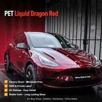 WRAPMASTER 1.52*17 mètres Film Vinyle Adhésif Brillant Rouge Dragon Liquide pour Carrosserie Automobile