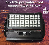 Lampu sorot LED 4 dalam 1 RGBW 600W luar ruangan tahan air 60X10W lampu cuci dinding untuk bangunan Dekorasi Taman pencahayaan panggung IP65