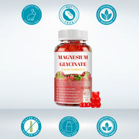 Gummies véganes sans sucre à absorption rapide, 60 saveurs framboise, 600 mg de glycinate de magnésium avec potassium et poivre noir pour la relaxation