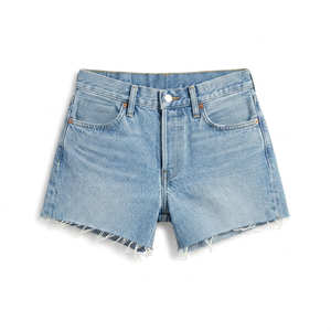 Shorts en jean taille haute 100 % coton, ourlet brut, décontractés, pour femme, séchage rapide, streetwear d'été - Product Image 1