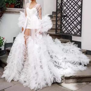 Vestaglia da <span class=keywords><strong>notte</strong></span> in Tulle trasparente da sposa premaman <span class=keywords><strong>camicia</strong></span> da <span class=keywords><strong>notte</strong></span> con maniche a sbuffo per fotografia set fotografico per la gravidanza - Product Image 1