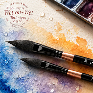 Offre Spéciale – Lot de 5 Pinceaux à Poils d'Écureuil pour Aquarelle, Tailles 6/10/14/18/20, Manche en Bois, pour l'Art - Product Image 5