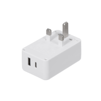 Adaptateur mural universel USB Type-C vers prise US, 1 port USB-C + 1 port USB-A, protection contre les surtensions pour ordinateur portable et écouteurs