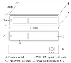 Commutateurs réseau 4 ports RJ45 10/100M et 2 ports Uplink 10/100M, commutateur CCTV 6 ports PoE 10/100M - Product Image 2