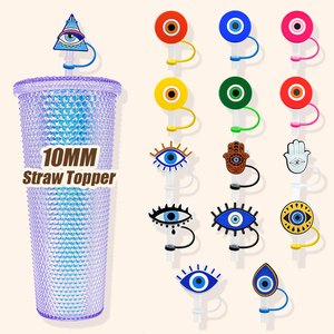 Nazar Boncuklu Koruyucu Seri 10mm Silikon Pipet Üstü Nazar Mistik Tılsımı Spiritüel Toptan İçecek Aksesuarları - Product Image 1