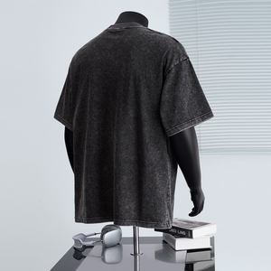 T-shirt pour homme personnalisé par le fabricant, délavé à l'acide, 230g, impression sérigraphique DTG, 100% coton, coupe ample, style vintage - Product Image 4