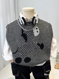 Gilet tricoté pour garçons, motif dessin animé, nouvelle collection printemps 2026, <span class=keywords><strong>pull</strong></span> <span class=keywords><strong>sans</strong></span> manches tendance pour bébé, style coréen pour enfants - Product Image 3