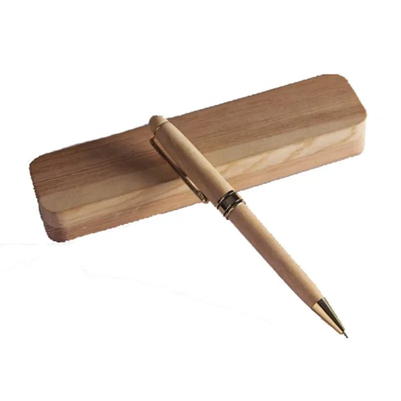 Luxury promotional twist pen customize wood roller pen case laser logo ECO-friendly gift wooden ballpoint pen set with box