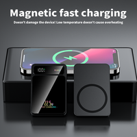 Batterie externe magnétique sans fil Type-C 10000mAh 15W avec charge rapide PD 20W, écran LED, support pliable, portable, universel, ABS